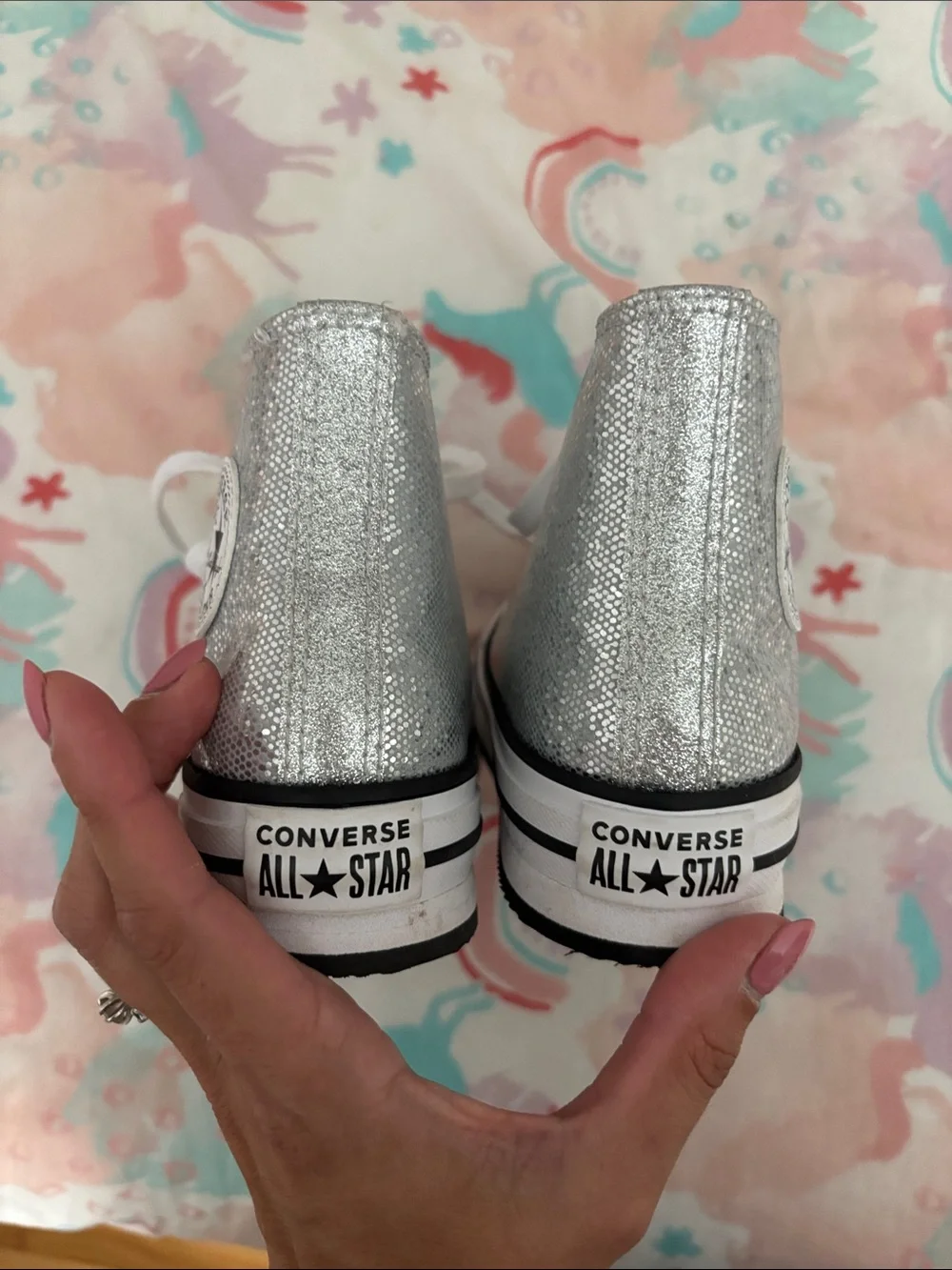 Converse Kids Silver Glitter High-Top Sneakers